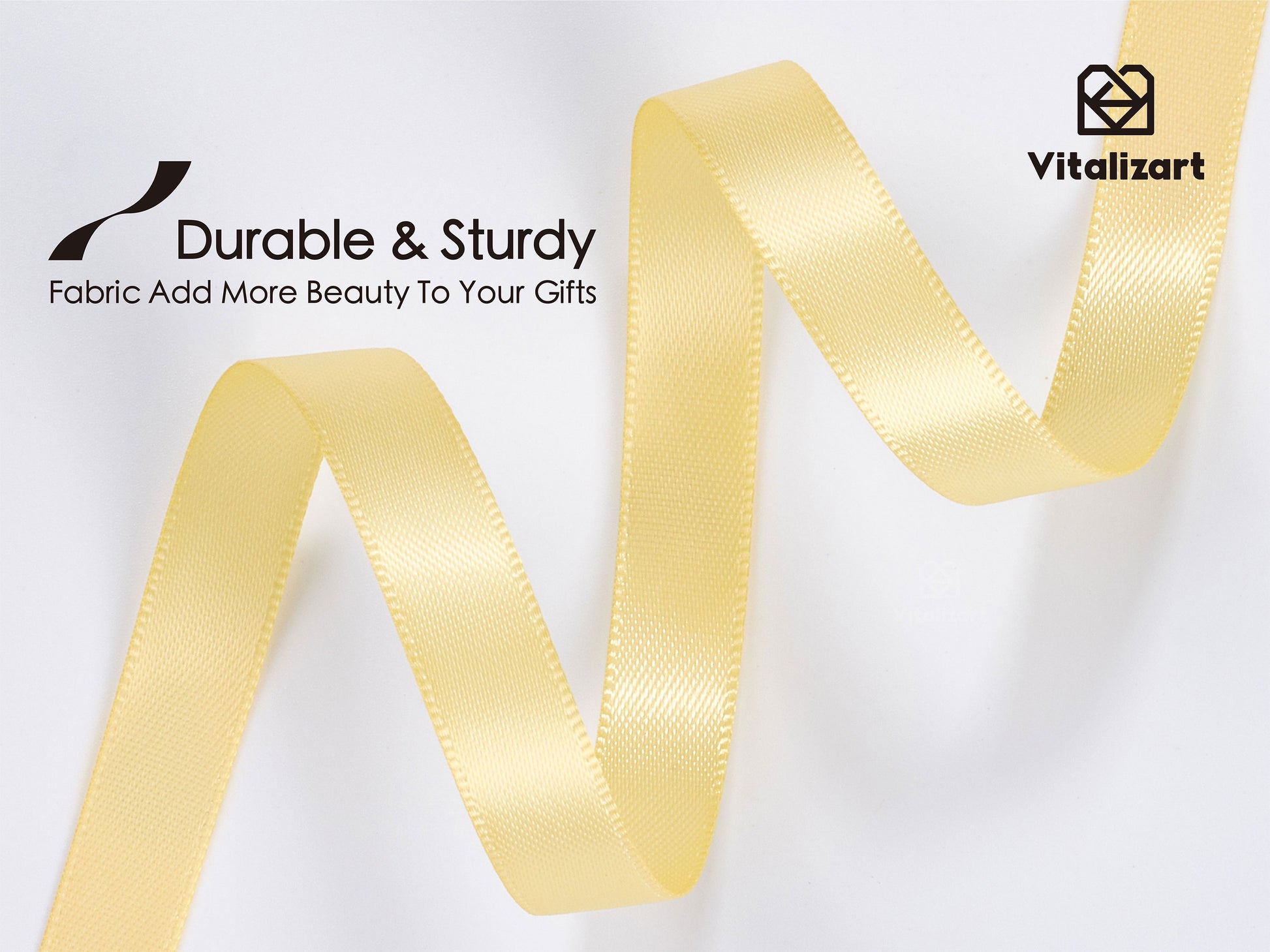 Ribbon for Crafts Double Faced Functional Satin Ribbon 3/8" x 100Yd (Champagne) - Vitalizart