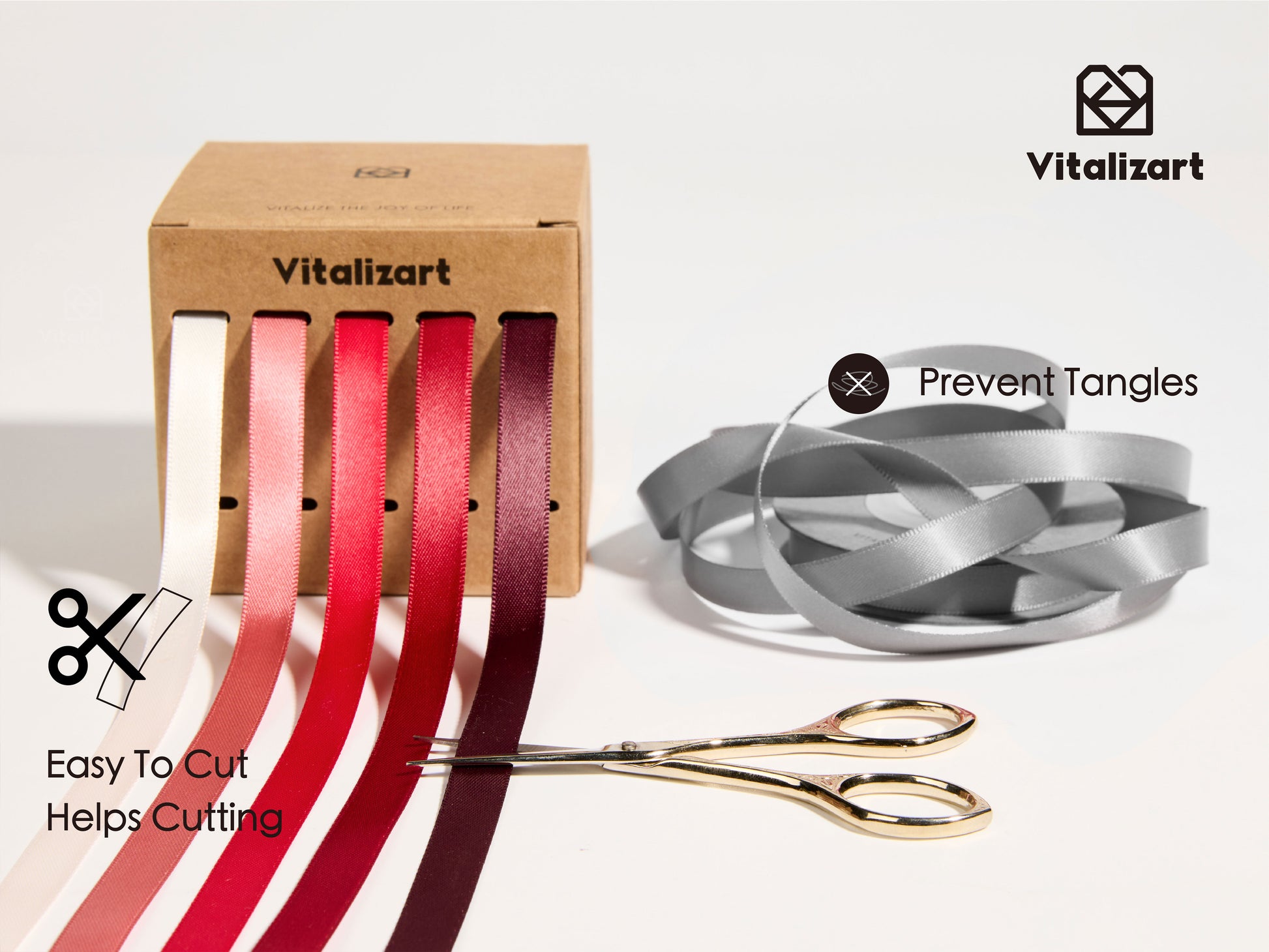 Double Face Satin Ribbon 3/8" x 50Yd (Red Brown Nude) - Vitalizart