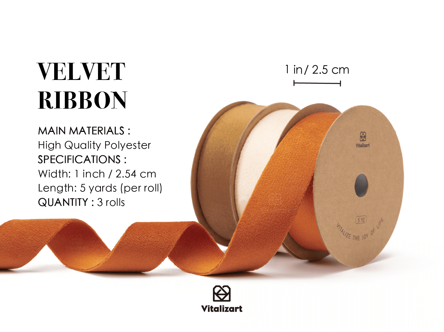 Double Faced Velvet Ribbon Set 1" x 15 Yd (Fall) - Vitalizart