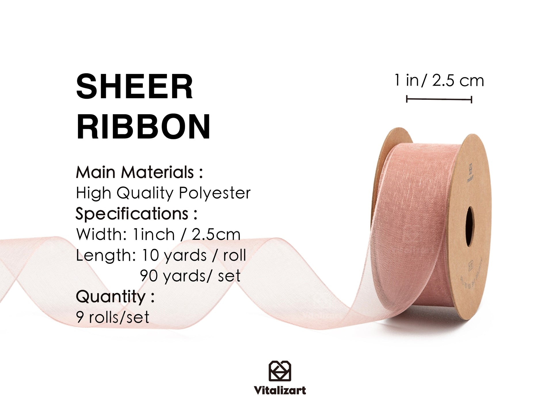 Organza Sheer Ribbons Set 1" x 150 Yd (Mixed Christmas Color) - Vitalizart