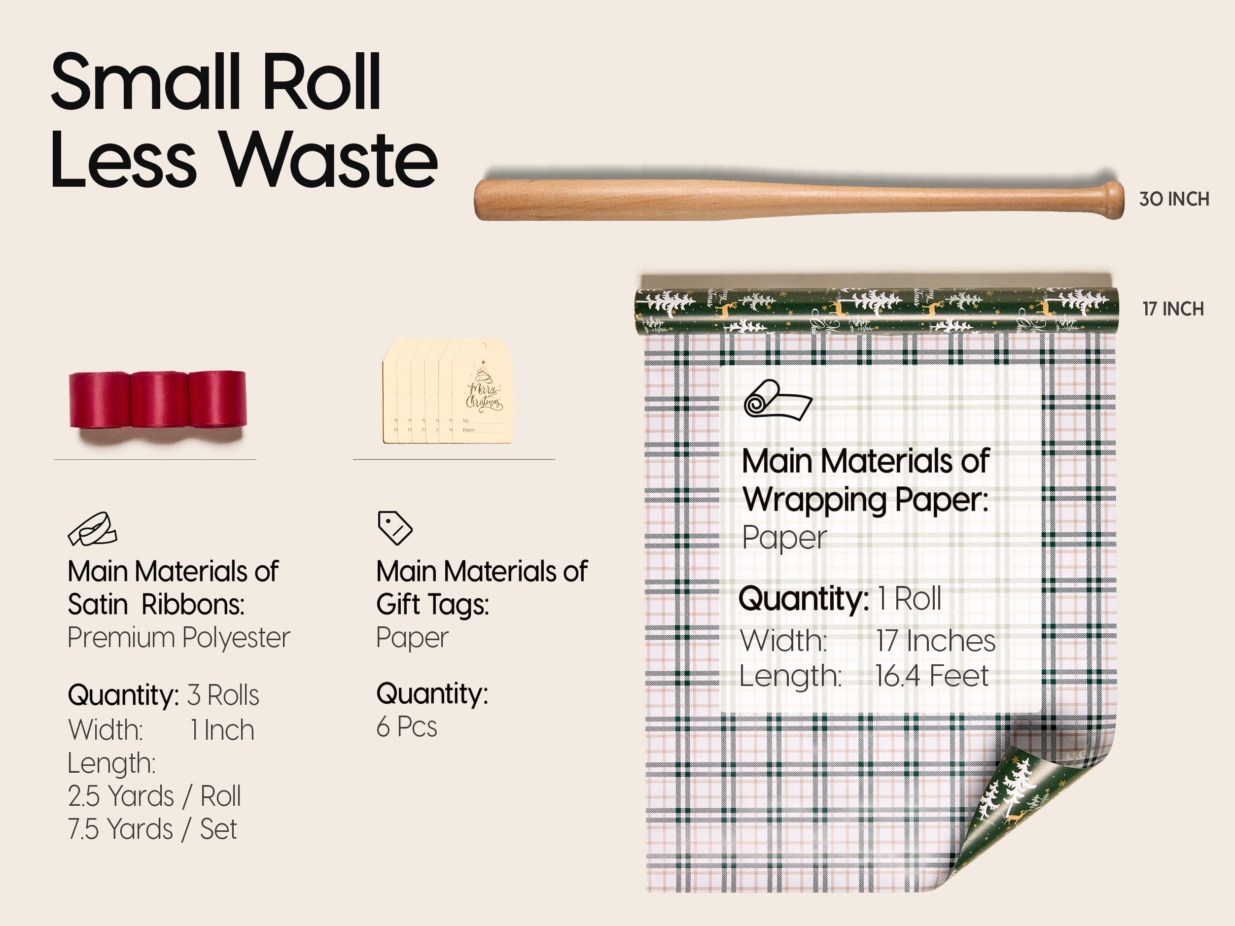 Vitalizart Christmas Wrapping Paper Roll Set 17