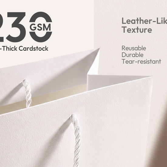 White Large Paper Gift Bags with Ribbon Bows — Set of 4 - Vitalizart