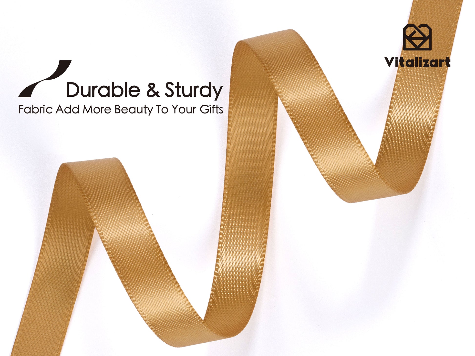 Ribbon for Crafts Double Faced Functional Satin Ribbon 3/8" x 100Yd (Gold) - Vitalizart