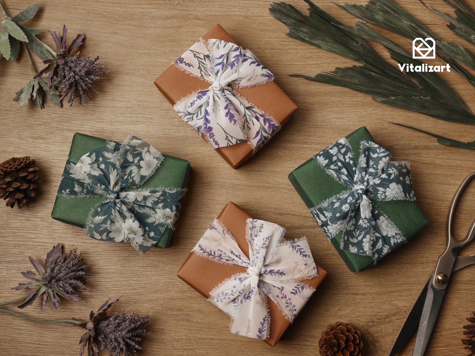 Printed Frayed Ribbon 1 1/2" x 21 Yd (Pattern1) - Vitalizart