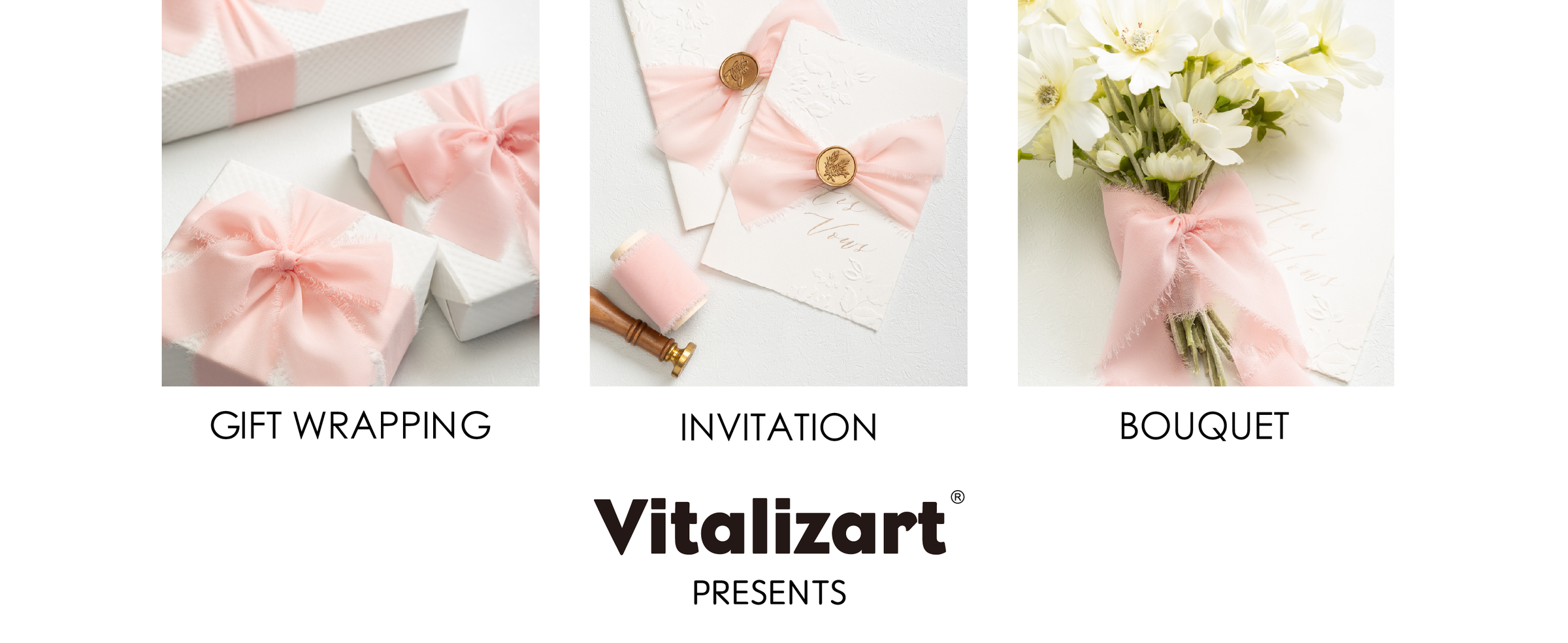 Pink frayed-edge chiffon ribbon used for gift wrapping, invitations, and a flower bouquet