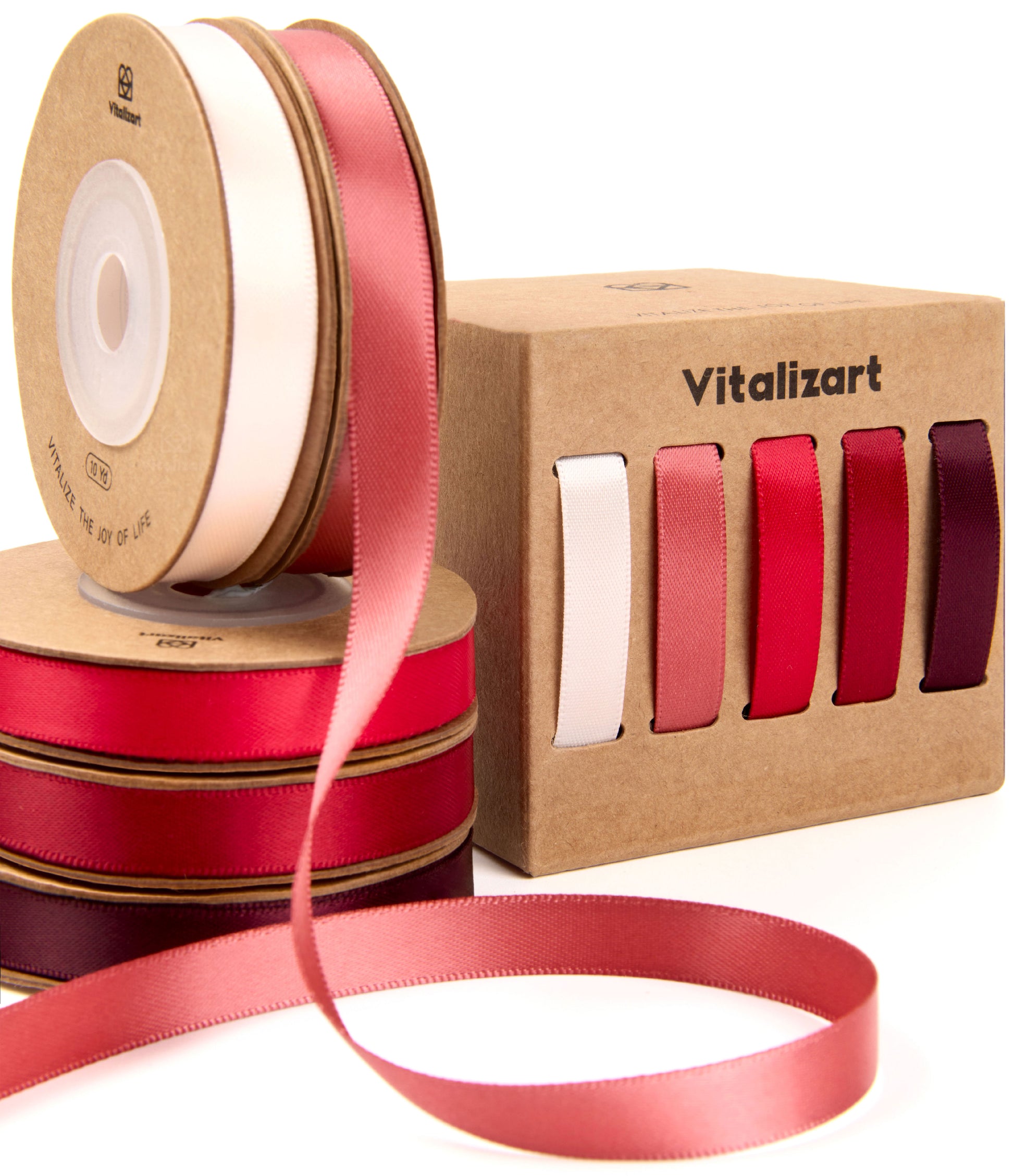 Double Face Satin Ribbon 3/8" x 50Yd (Red Brown Nude) - Vitalizart