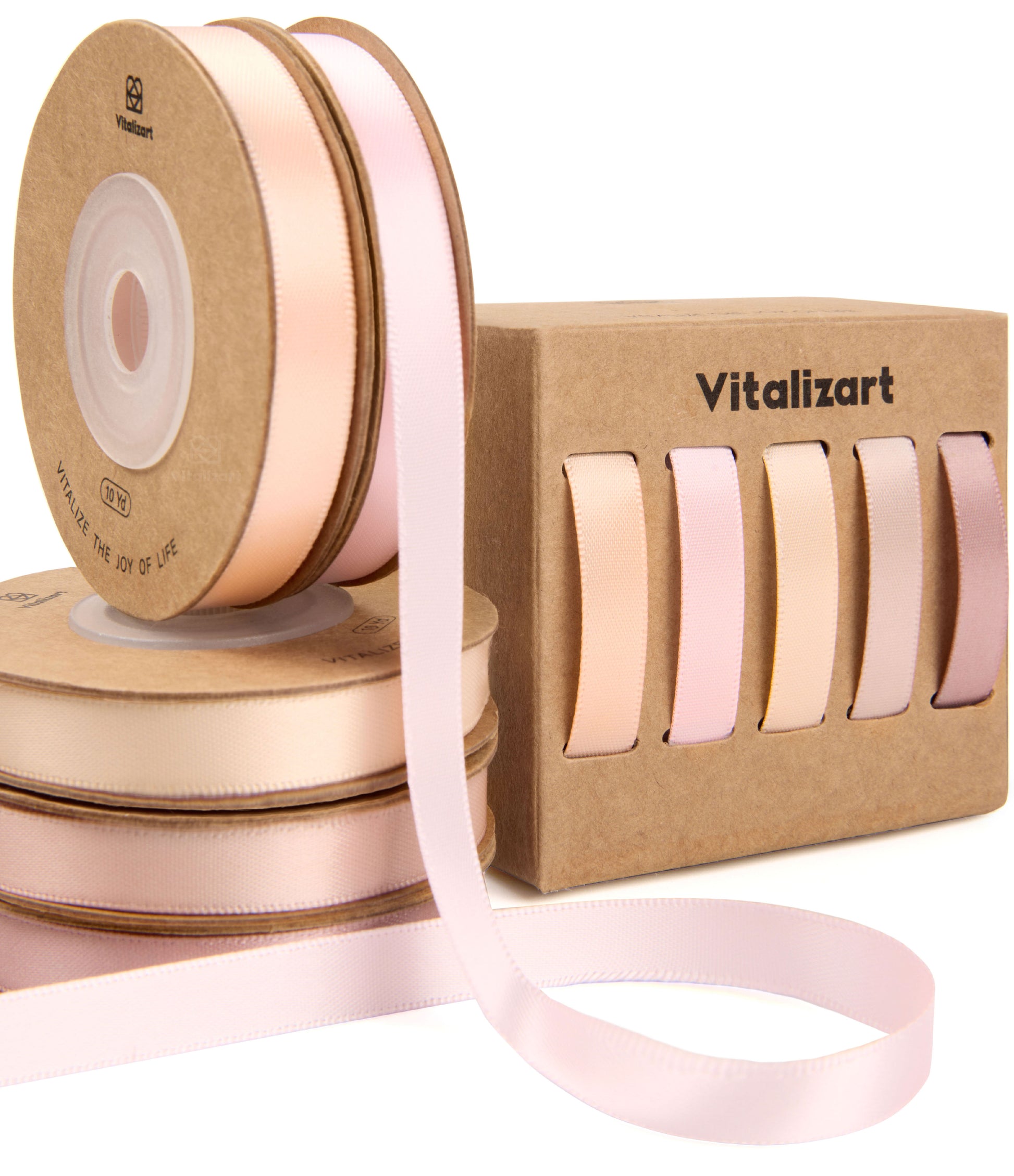 Double Face Satin Ribbon 3/8" x 50Yd (Dusty Pink Tan Nude) - Vitalizart