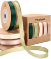 Double Face Satin Ribbon 3/8" x 50Yd (Green Nude White) - Vitalizart