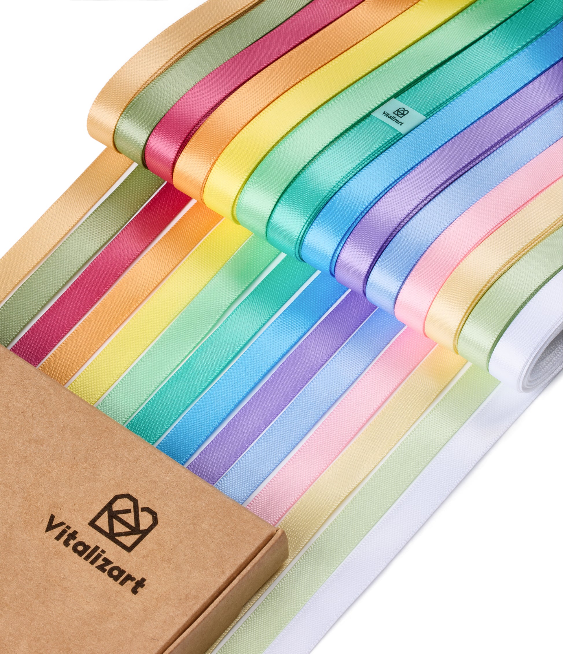 Ribbon for Crafts Double Faced Functional Satin Ribbon 3/8" x 70Yd (Pastel Ribbon) - Vitalizart