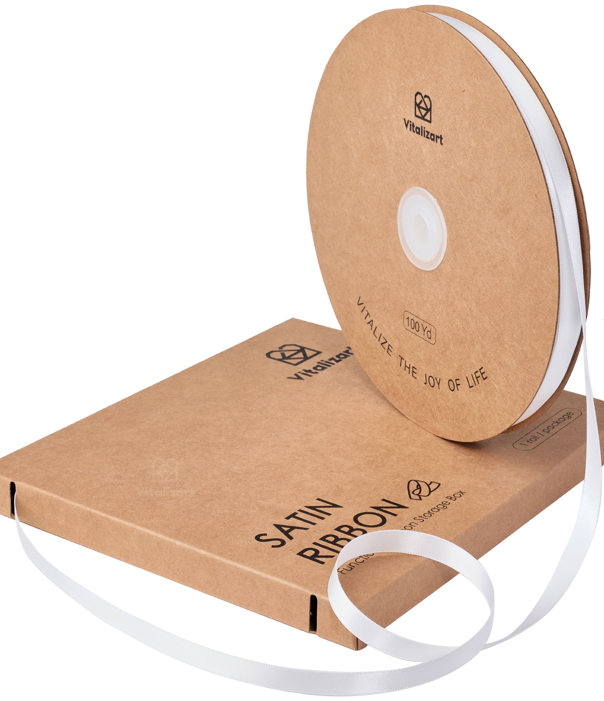 Ribbon for Crafts Double Faced Functional Satin Ribbon 3/8" x 100Yd (Off White) - Vitalizart