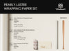 Wrapping Paper Set 30"x197" Pearly - Lustre With Silk Like Satin Ribbon & Gift Tags (White Paper & Light Nude Ribbons) - Vitalizart
