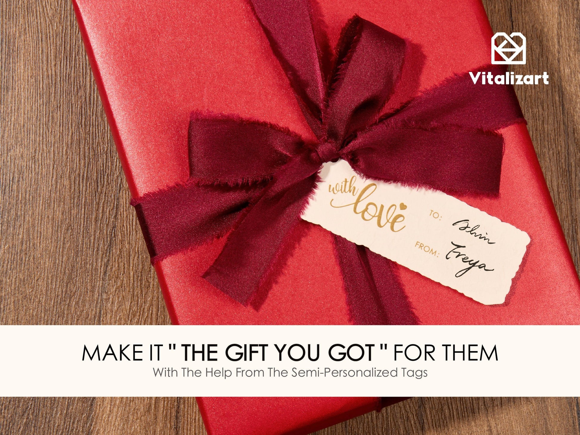 Wrapping Paper Set 30"x197" Pearly - Lustre With Silk Like Satin Ribbon & Gift Tags (Red Paper & Burgundy Ribbons) - Vitalizart