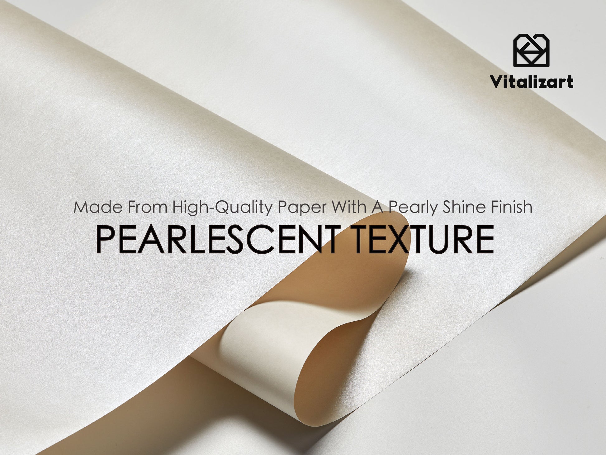 Wrapping Paper Set 30"x197" Pearly - Lustre With Silk Like Satin Ribbon & Gift Tags (White Paper & Light Nude Ribbons) - Vitalizart