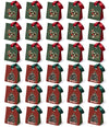 Christmas Small Paper Gift Bags with Ribbon Handles — Set of 30