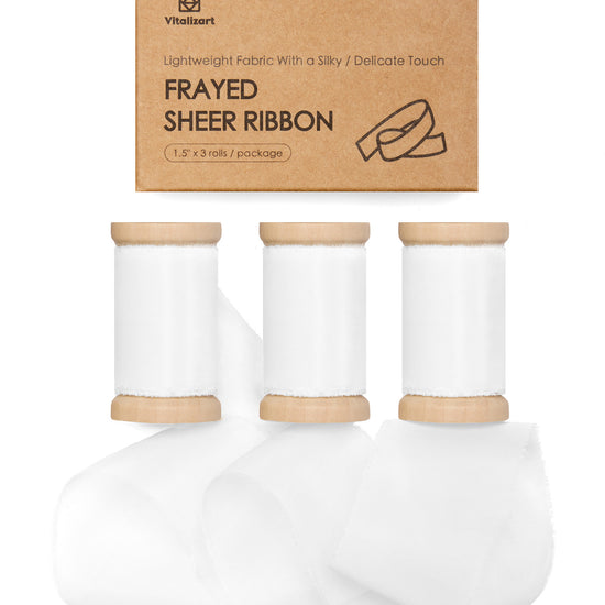 Silk Ribbon Frayed Sheer Ribbon 1 1/2" x 15 Yd (White) - Vitalizart