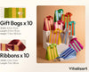 Mixed-Color Striped Paper Mini Gift Bags with Ribbon Handles — Set of 10