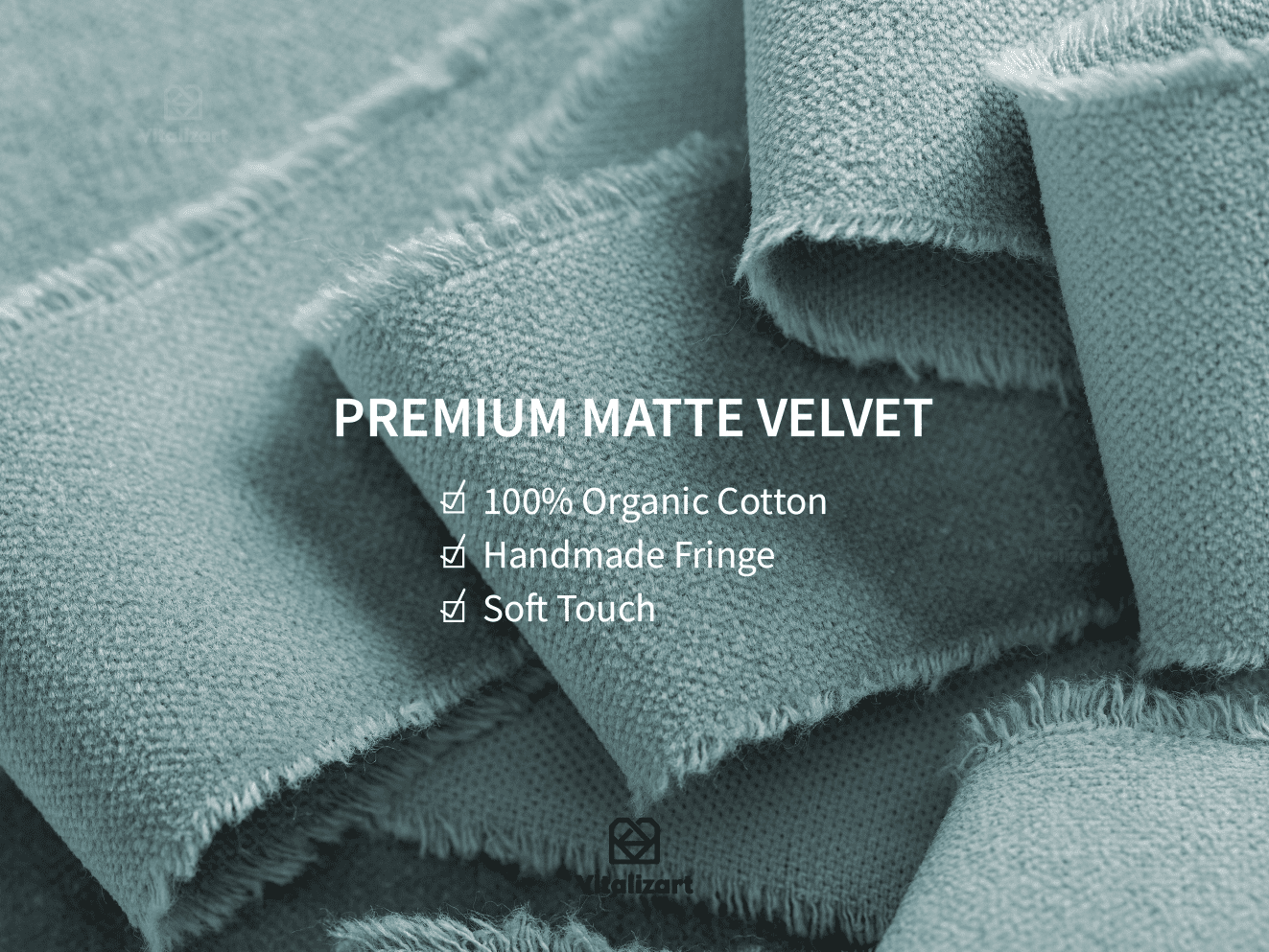 Frayed Fringe Velvet Ribbon 1.5" x 6 Yd (Dusty Blue) - Vitalizart