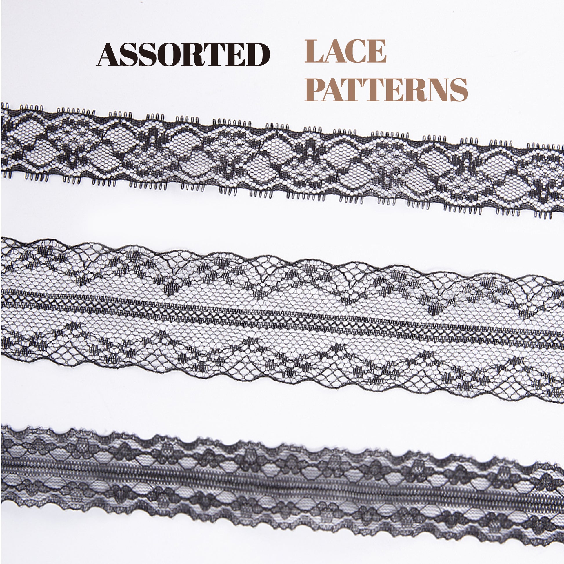 Lace Ribbon 0.9"/1.1"/1.57" x 5 Yd (Black) - Vitalizart