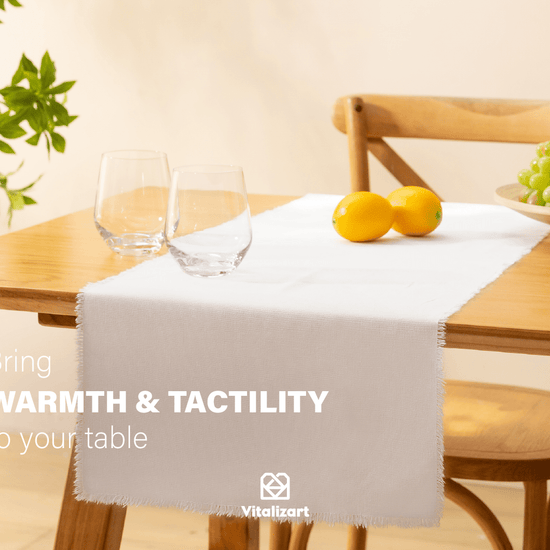 Cotton Linen Table Runner 14 x 36 Inches (Pearl White) - Vitalizart