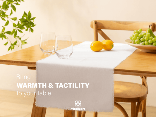Cotton Linen Table Runner 14 x 36 Inches (Pearl White) - Vitalizart