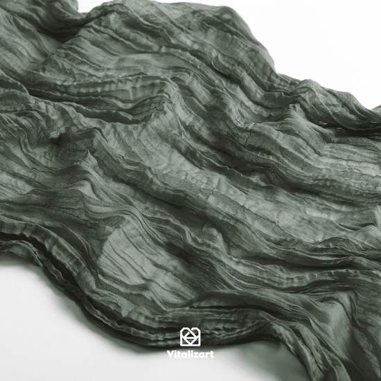 Cheesecloth Table Runner Gauze Boho Rustic 35 x 120 Inches (Gray Green) - Vitalizart