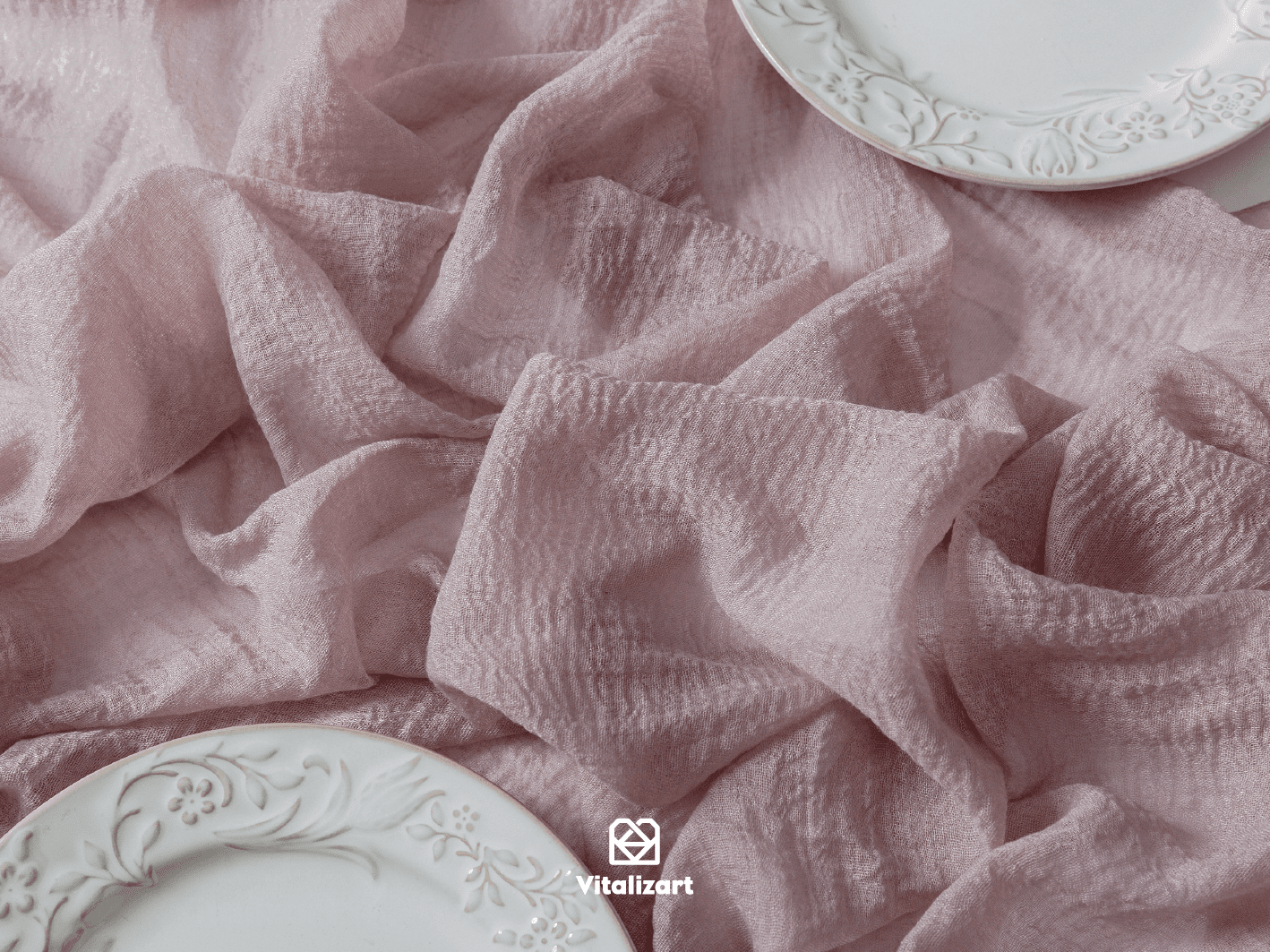Cheesecloth Table Runner 35 x 120 Inches (Rosy Mauve) - Vitalizart