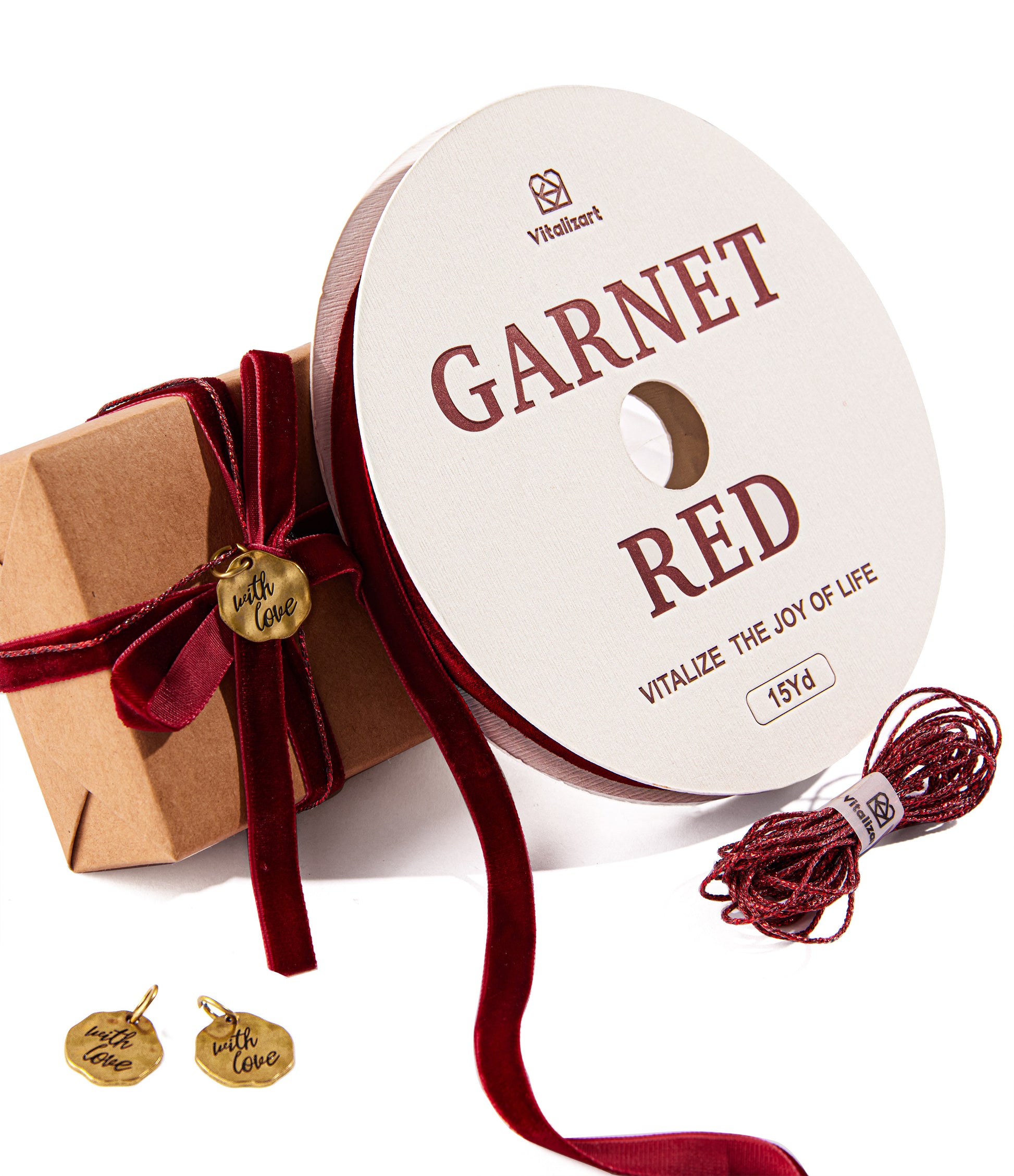Vitalizart 3/8" Velvet Ribbon Red 15 Yard (Red 15YD） - Vitalizart