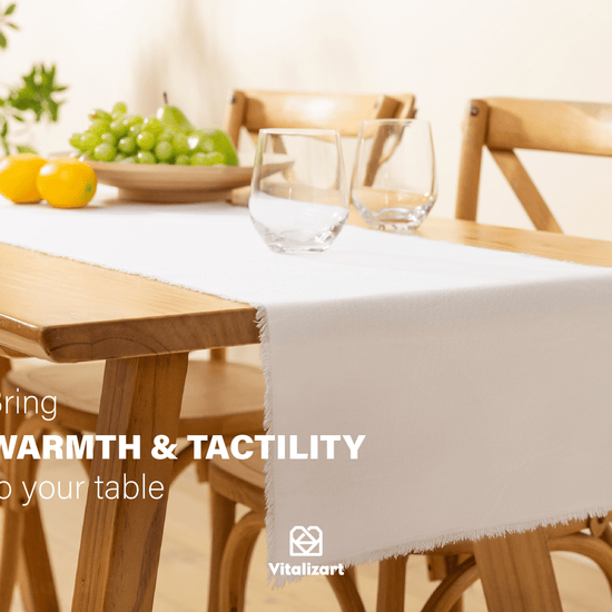 Cotton Linen Table Runner 14 x 72 Inches (Pure White) - Vitalizart
