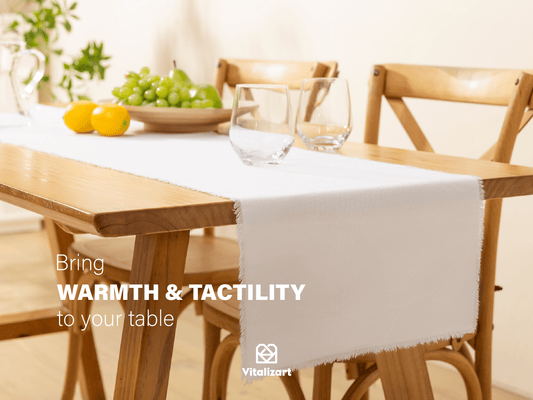 Cotton Linen Table Runner 14 x 72 Inches (Pure White) - Vitalizart