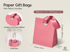 VITALIZART PAPER GIFT BAGS WITH RIBBON HANDLES SET OF 10 RED BULK REUSABLE FOR GIFT WRAP 5.91"X3.54"X7.28" SMALL (PINK COLOR) - Vitalizart