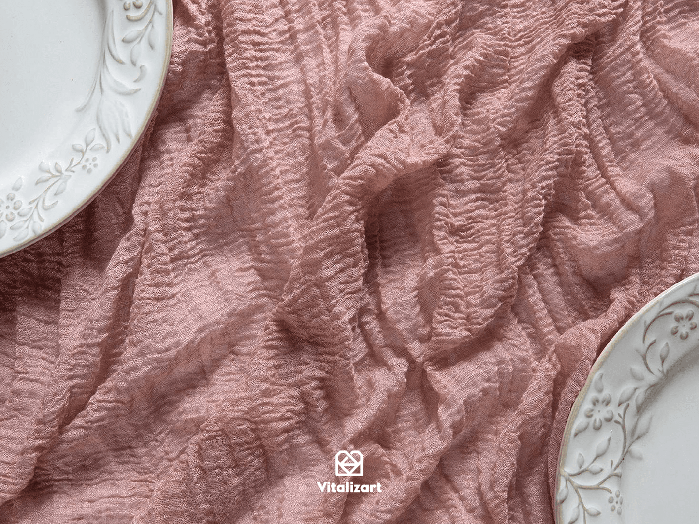 Cheesecloth Table Runner 35 x 120 Inches (Dusty Rose) - Vitalizart
