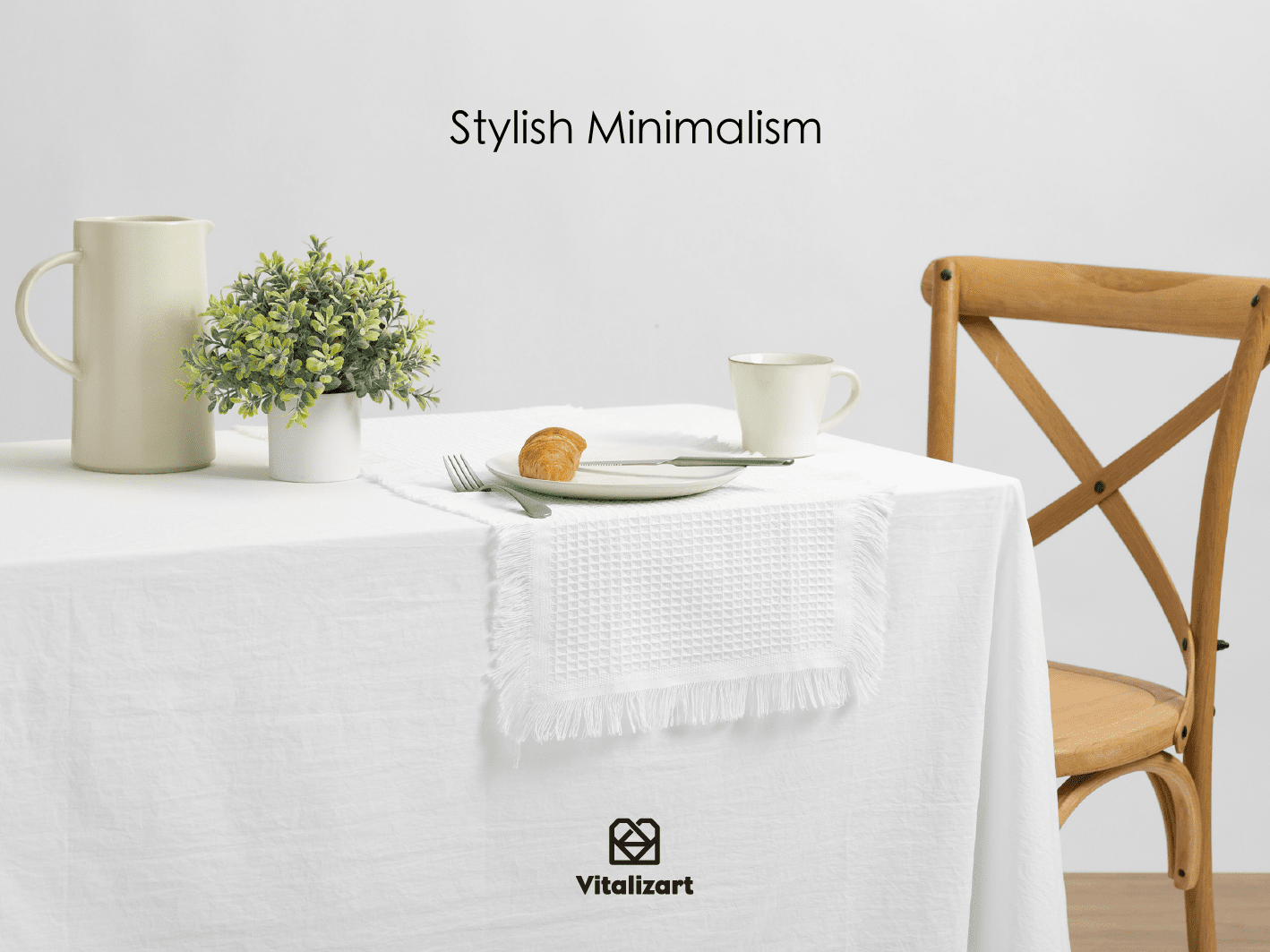 Waffle Weave Cotton Table Runner 14"x36" (White) - Vitalizart