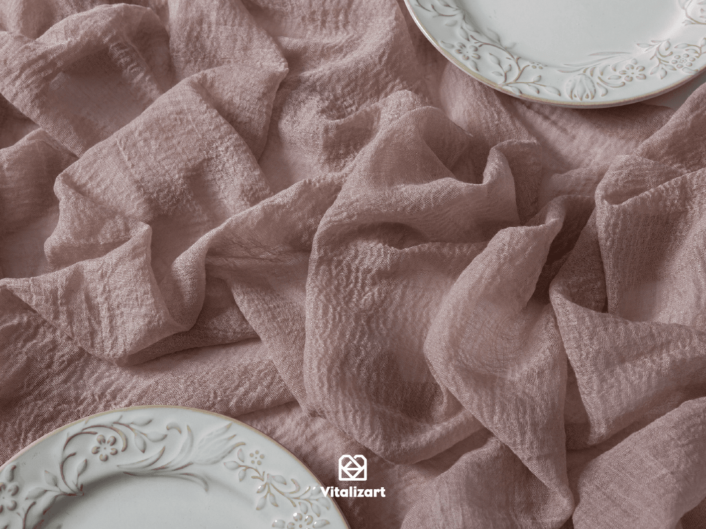 Cheesecloth Table Runner 35 x 120 Inches (Rose Taupe) - Vitalizart