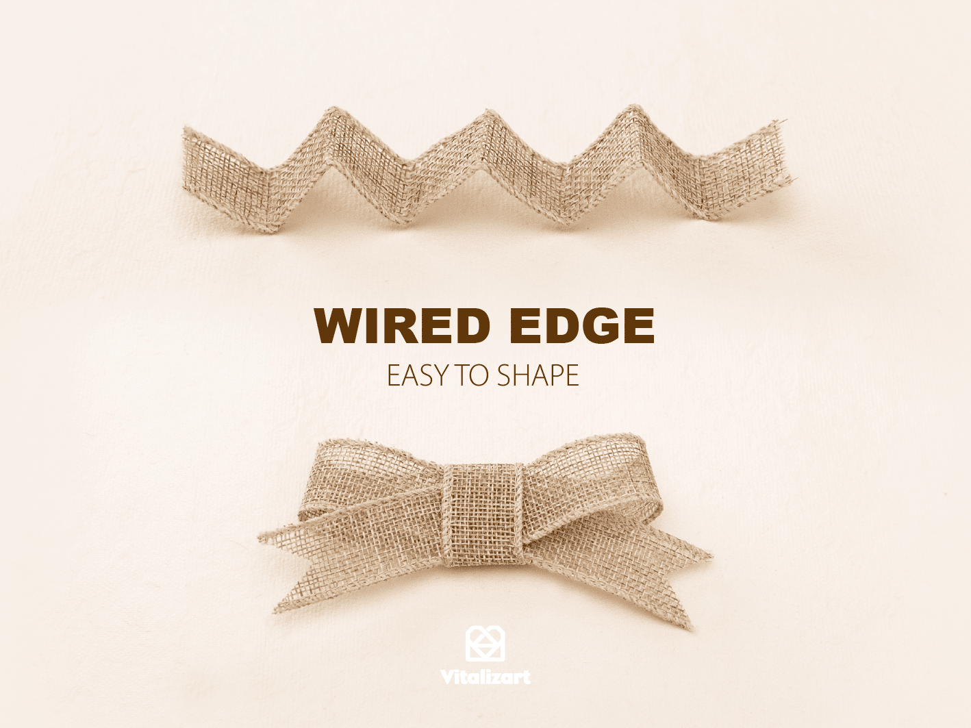 Burlap Ribbon Wired 1" x 10 Yd (Beige) - Vitalizart