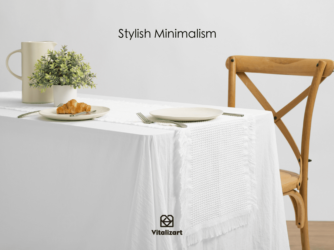 Waffle Weave Cotton Table Runner 14"x72" (White) - Vitalizart