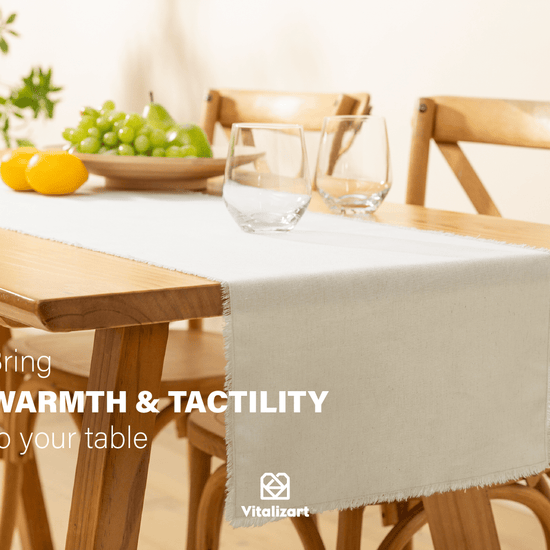 Cotton Linen Table Runner 14 x 72 Inches (Ivory) - Vitalizart