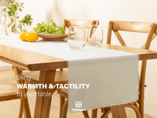 Cotton Linen Table Runner 14 x 72 Inches (Ivory) - Vitalizart