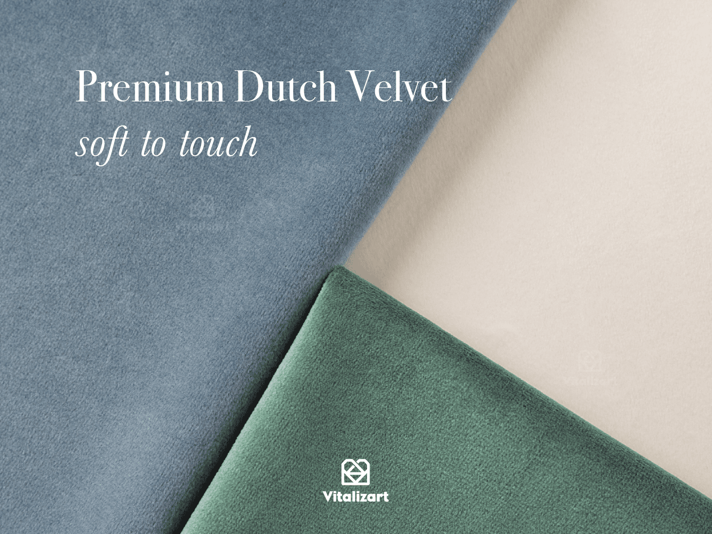 Double Faced Velvet Ribbon Set 1" x 15 Yd (Ivory & Dusty Green & Dusty Blue) - Vitalizart