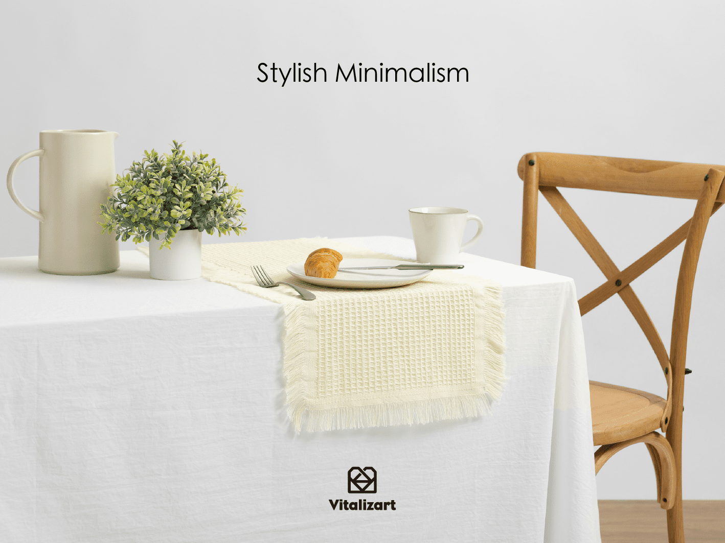 Waffle Weave Cotton Table Runner 14"x36" (Cream) - Vitalizart