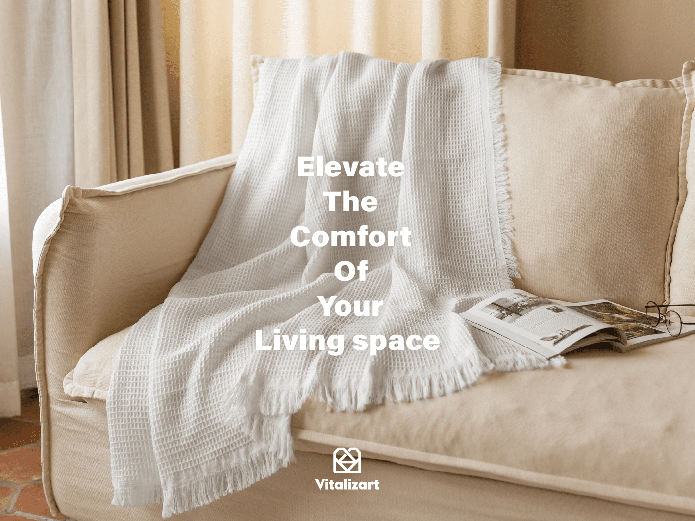 Lightweight Throw Blanket 50" x 60" (White) - Vitalizart