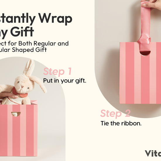 Mixed-Color Striped Paper Small Gift Bags with Ribbon Handles — Set of 30 - Vitalizart