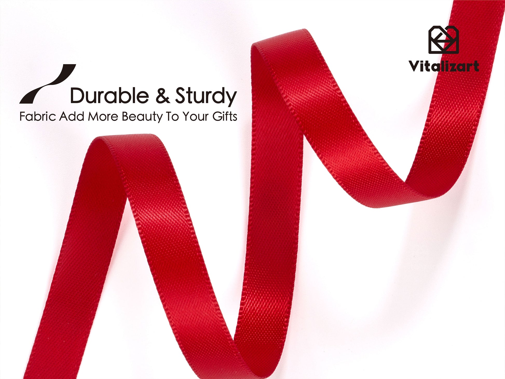 Ribbon for Crafts Double Faced Functional Satin Ribbon 3/8" x 100Yd (Red) - Vitalizart