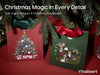Christmas Small Paper Gift Bags with Ribbon Handles — Set of 10