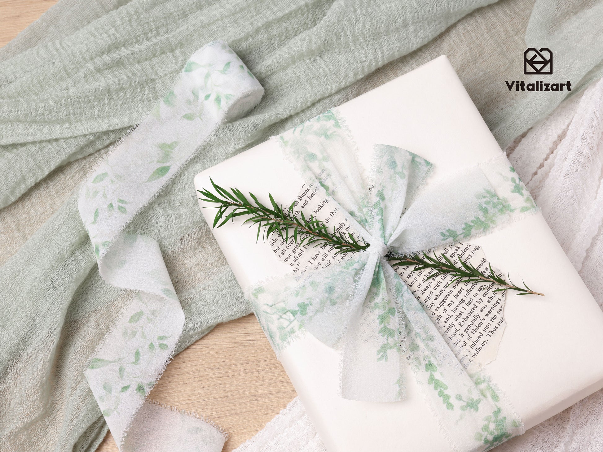 Printed Frayed Ribbon 1 1/2" x 21 Yd (Pattern3) - Vitalizart