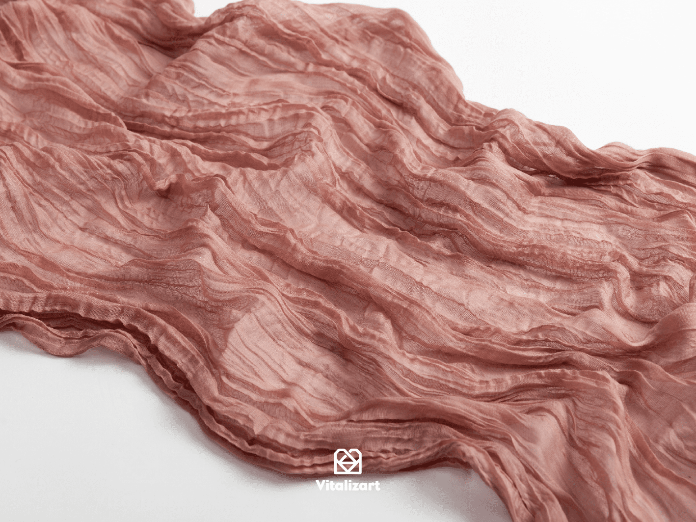 Cheesecloth Table Runner Gauze Boho Rustic 35 x 120 Inches (Peach Coral) - Vitalizart