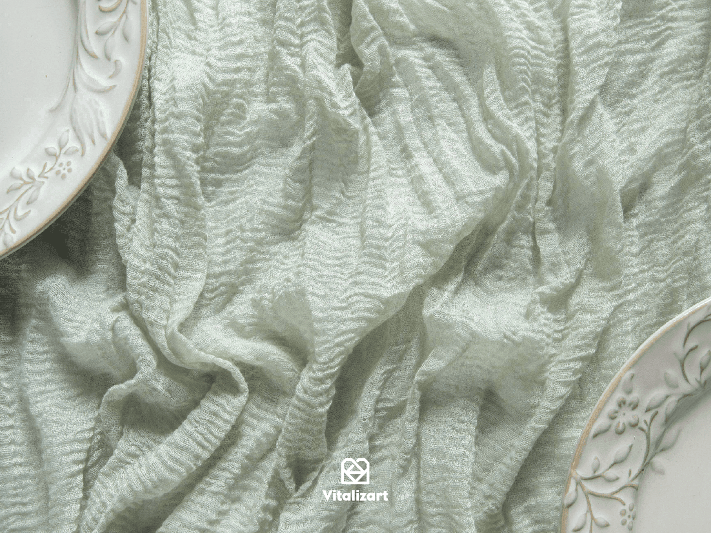 Cheesecloth Table Runner 35 x 120 Inches (Sage Green) - Vitalizart