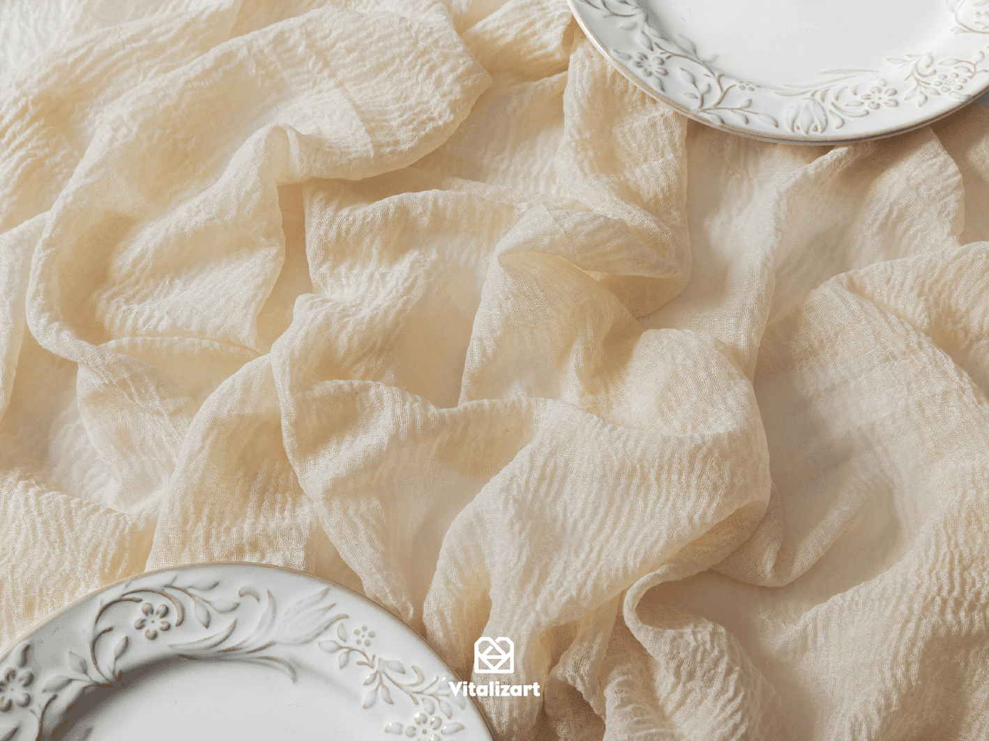 Cheesecloth Table Runner 35 x 120 Inches (Ivory) - Vitalizart