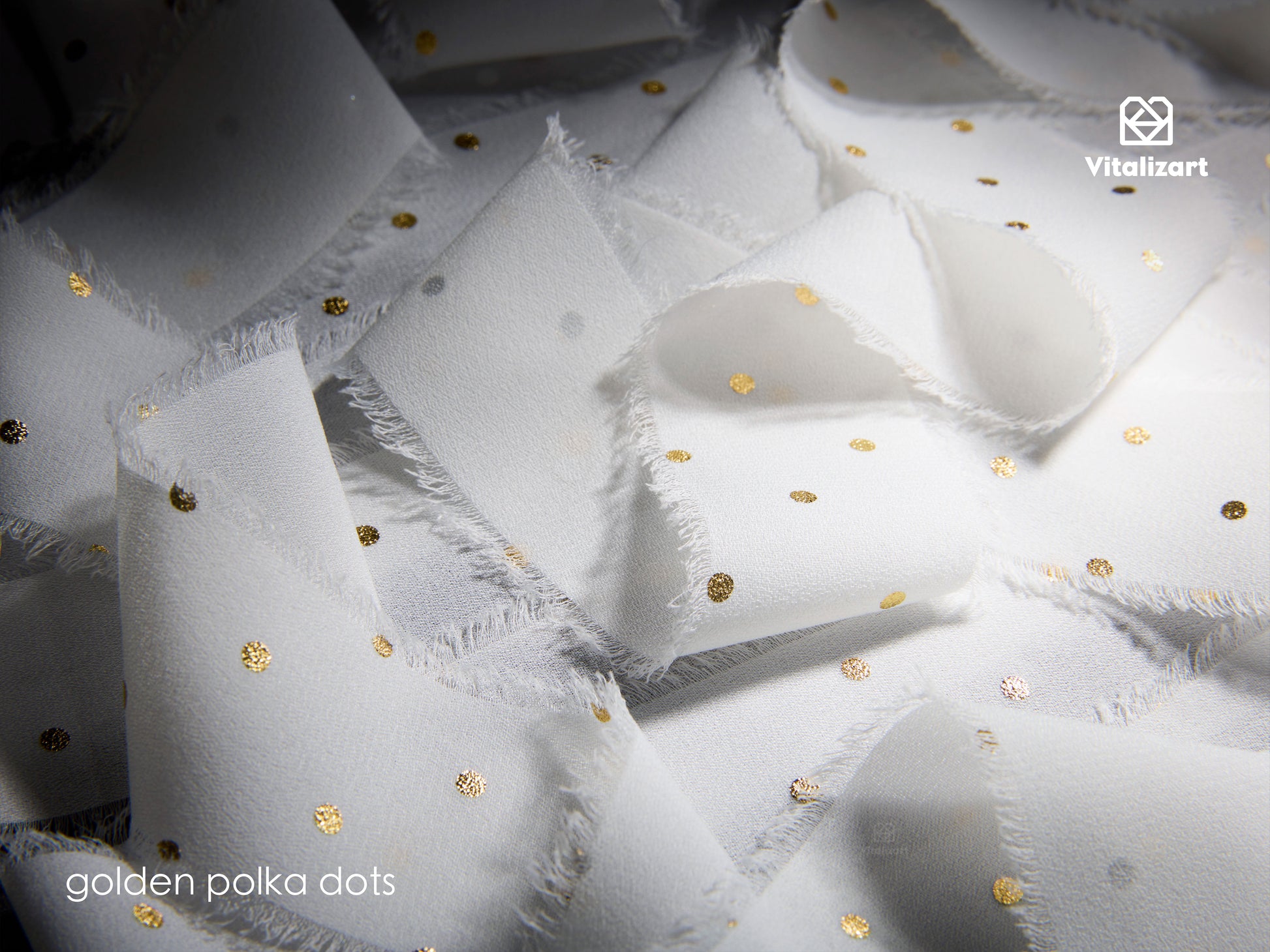 Polka Dot Chiffon Ribbon 1 - 1/2" x 15 Yd (White) - Vitalizart
