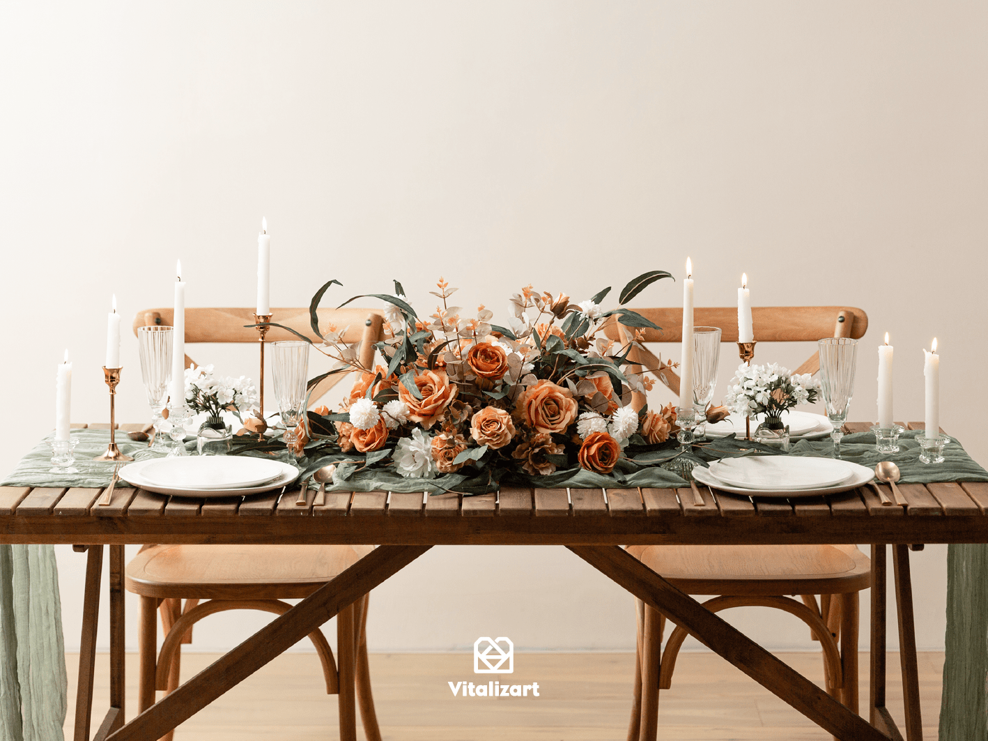 Cheesecloth Table Runner Gauze Boho Rustic 35 x 120 Inches (Sage Green) - Vitalizart