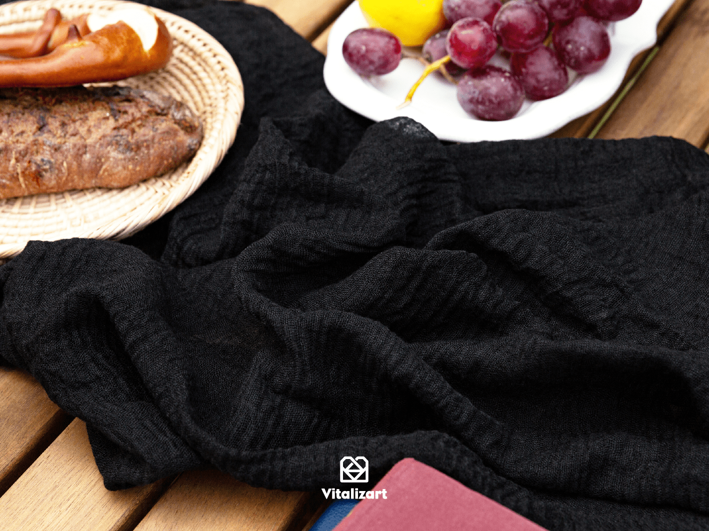 Cheesecloth Table Runner 35 x 120 Inches (Black) - Vitalizart